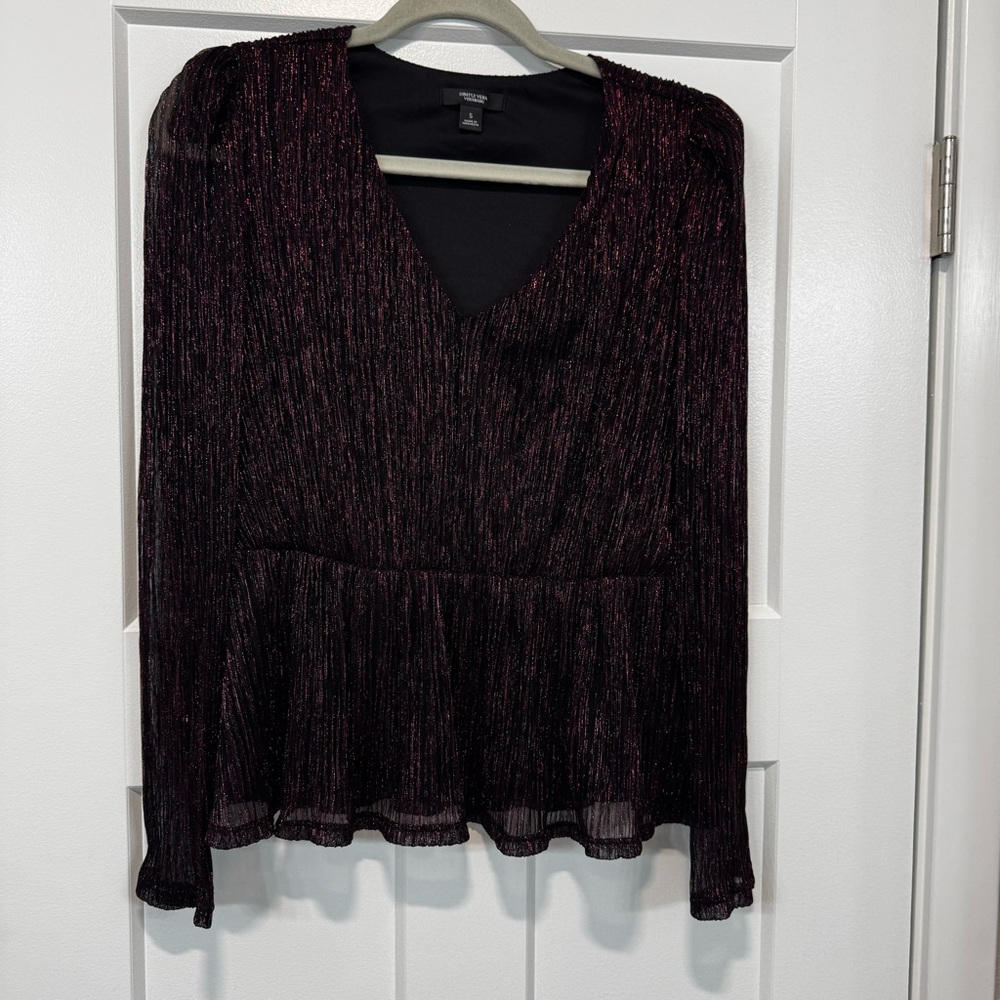 Simply Vera Vera Wang Black Pleated Peplum Blouse